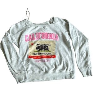 California Republic Varsity Sweatshirt With Bear Surf Team Women's Sz L Cotton